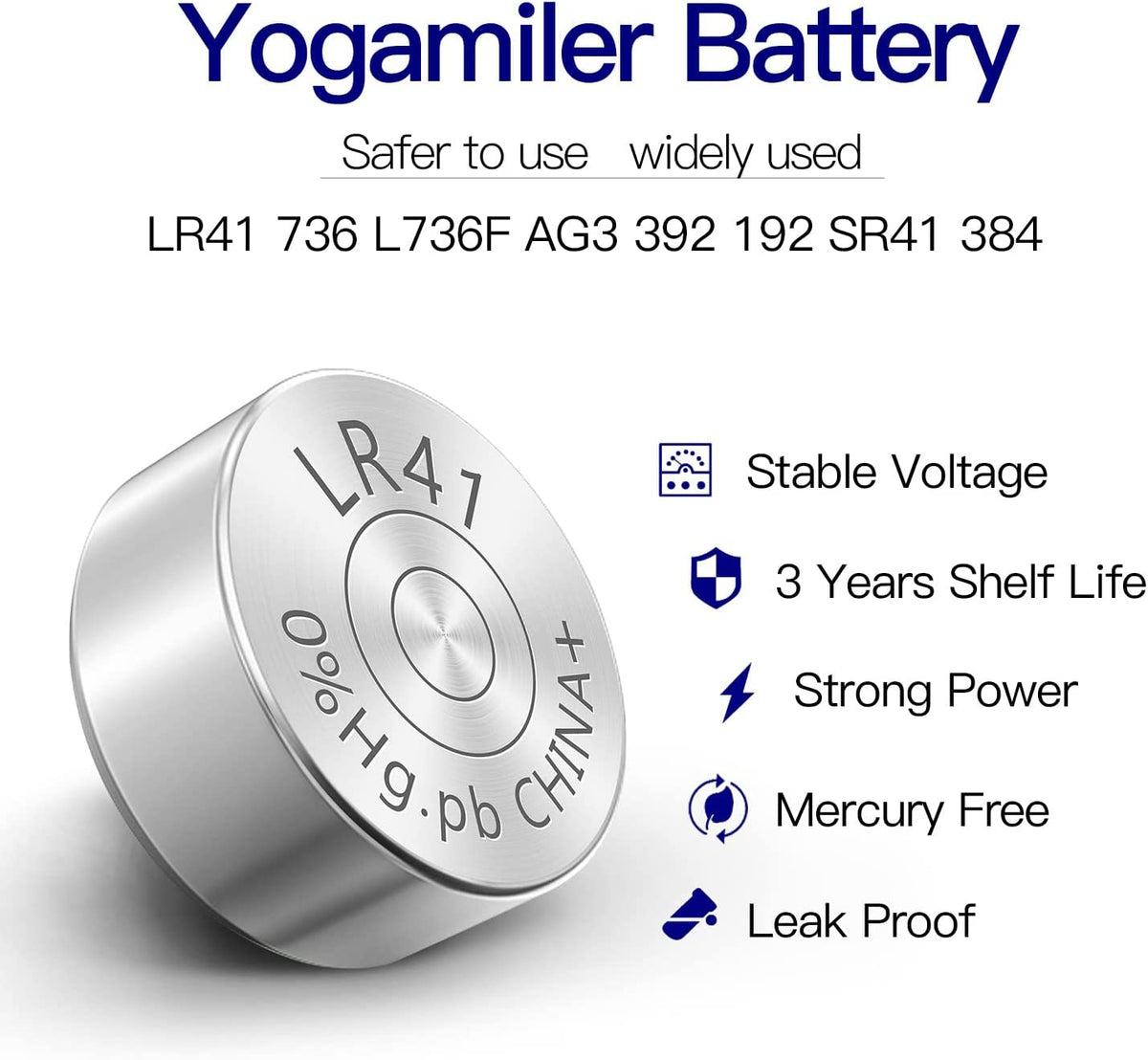 40-Pack LR41 AG3 392 192 SR41 384 736 L736F Battery 1.5V Button Cell Batteries