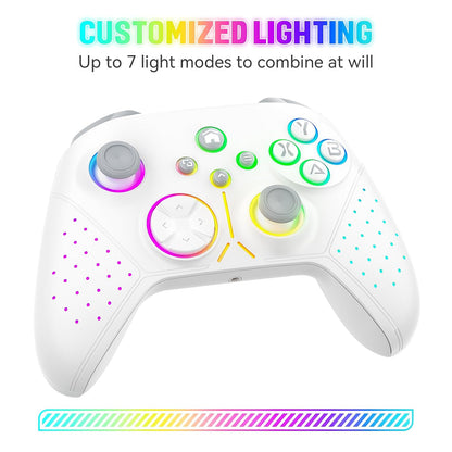 LED Wireless for Xbox Controller, Compatible with Xbox Series X|S, Xbox One, Windows 10/11, Gaming Controller with Turbo, Macro, 3.5Mm Audio Jack, Dual Vibration White