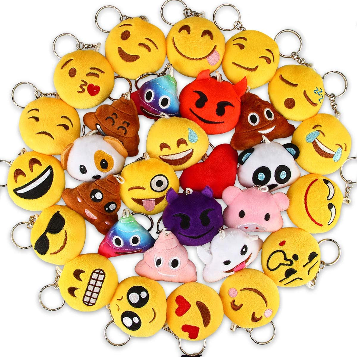 Emoticon Keychains Party Favors: Plush Emoticon Party Supplies