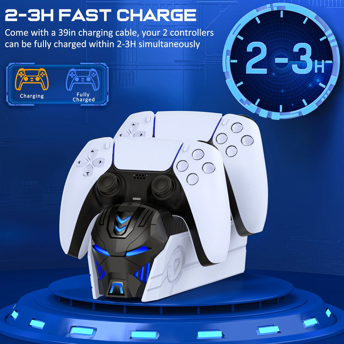 PS5 Controller Charger Station, Dual Fast Charging Dock for PS5 Dualsense Controller, PS5 Accessories