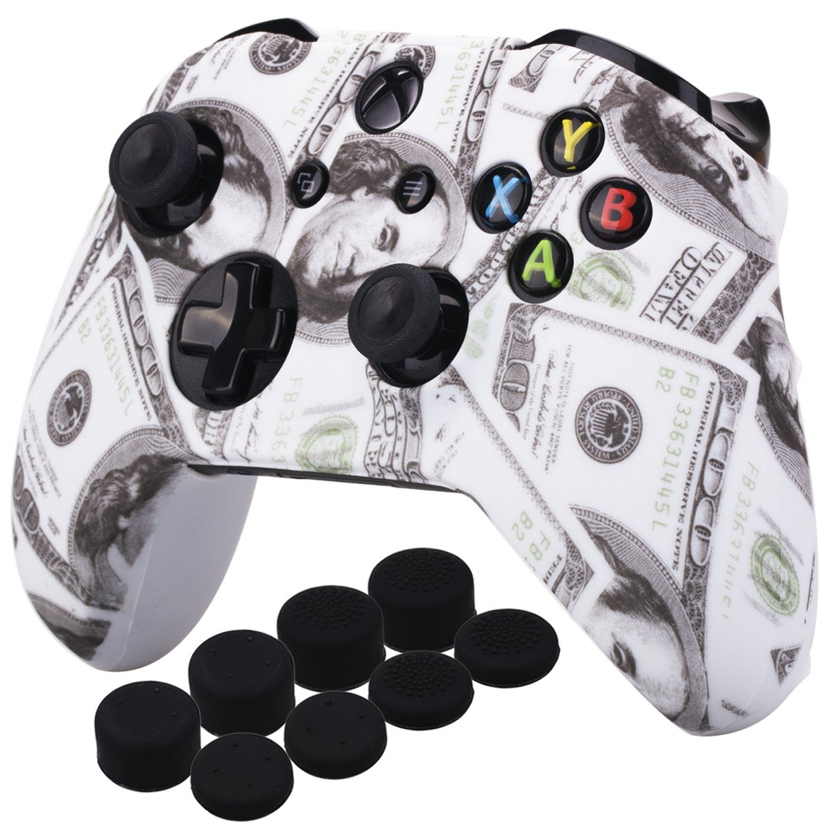 Printing Rubber Silicone Cover Skin Case for Xbox One S/X Controller X 1(US Dollar) with PRO Thumb Grips X 8