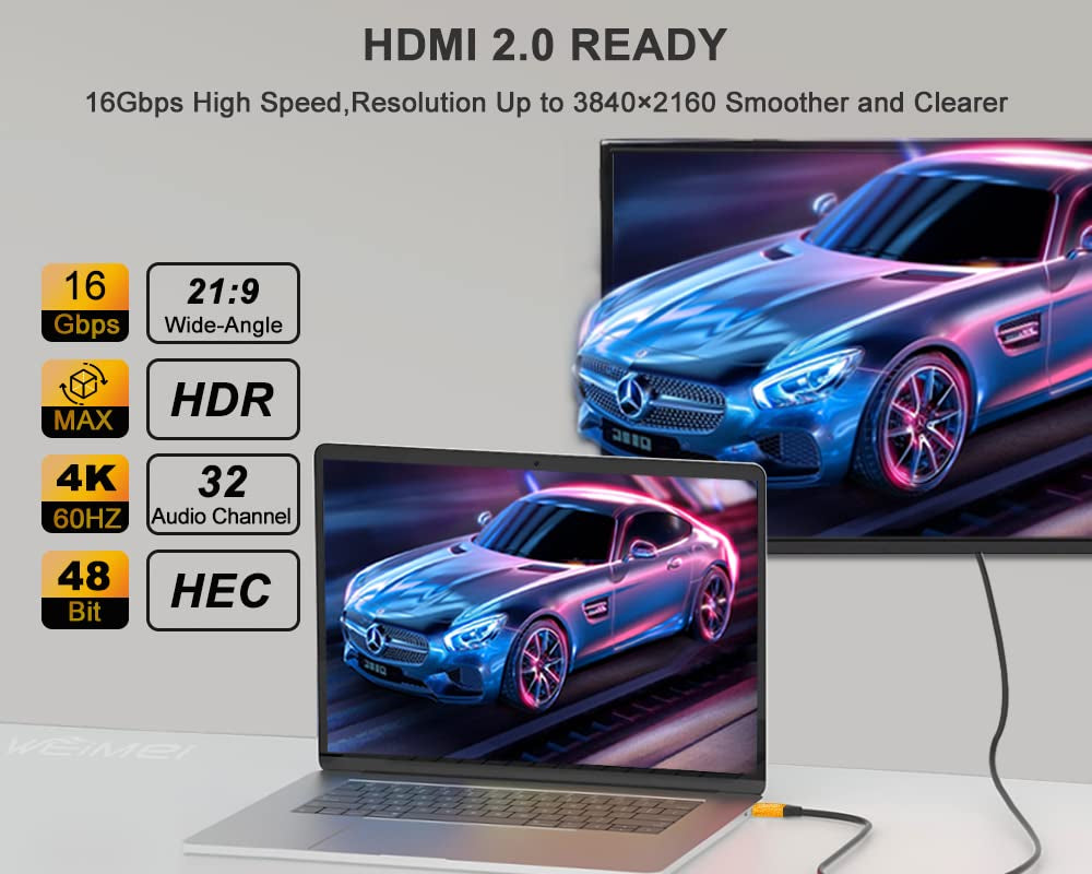 30 Feet 4K HDMI Cable 2.0 HDMI Cord 30Ft Support 4K@60Hz UHD 2160P Ethernet 3D ARC with Gold-Plated Connector and Bare Copper Conductor (From 6Ft to 100 Ft for Choices)