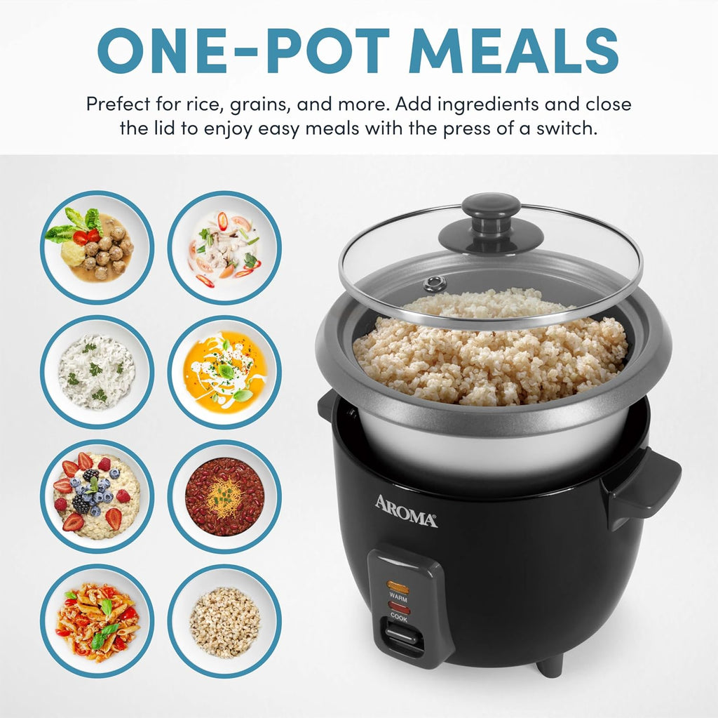 Housewares 1.5Qt. Rice & Grain Cooker (Arc-363Ngb),Black,6-Cup Cooked / 3-Cup Uncooked