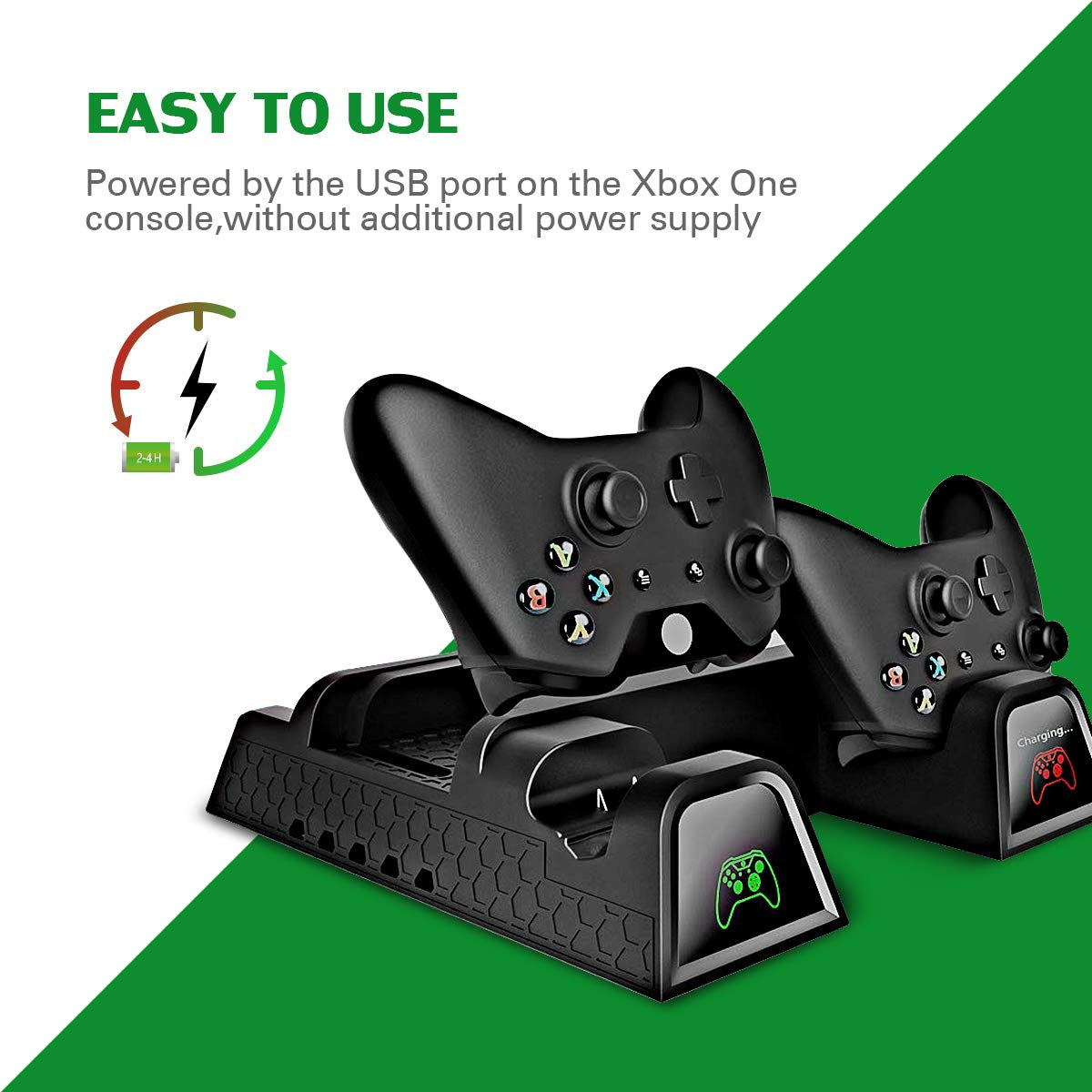 Cooling Stand for Xbox One/One S/One X,  Vertical Charging Station with 2 Pack 600Mah Batteries, Games Storage, Dual Controller Charging Station