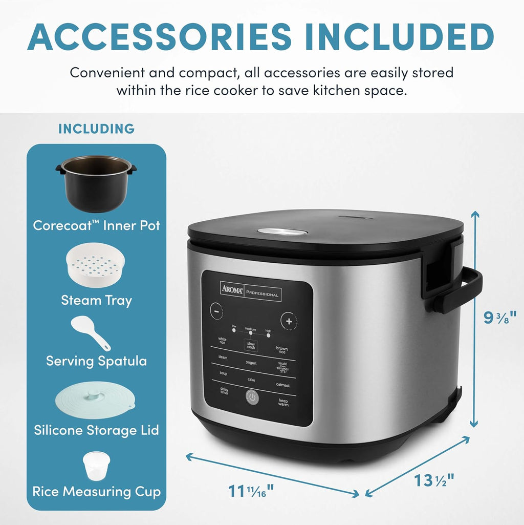 ® 20-Cup Slow Cook Rice Cooker and Brown Rice Cooker with Lift-Out Pot Handles and Silicone Storage Lid — Pfas-Free Corecoat™ Ceramic