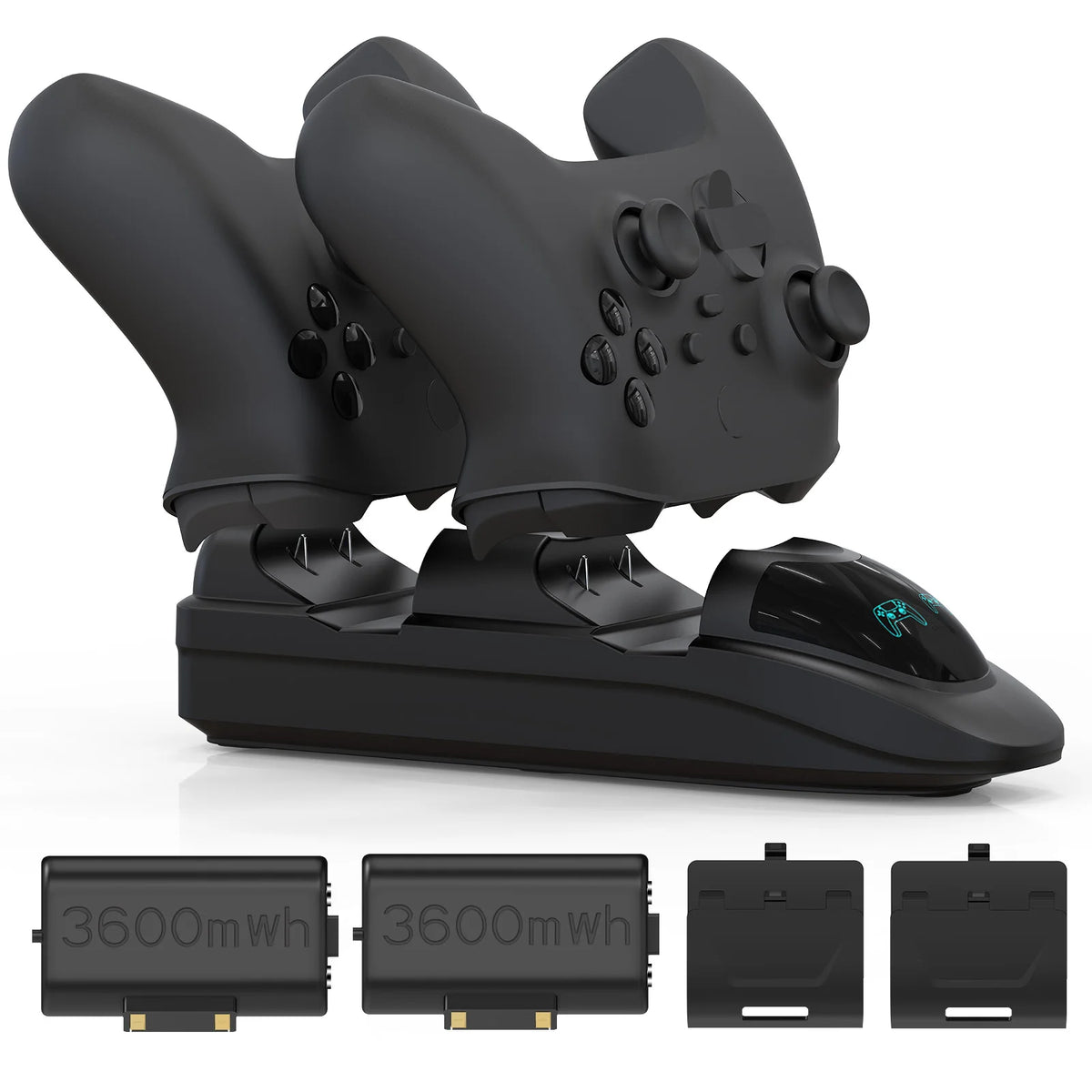 Controller Charger Station with 2X3600Mwh Rechargeable Battery Packs for Xbox One/Series X|S Controller, Dual Charging Dock For