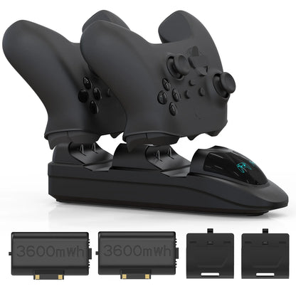 Controller Charger Station with 2X3600Mwh Rechargeable Battery Packs for Xbox One/Series X|S Controller, Dual Charging Dock For