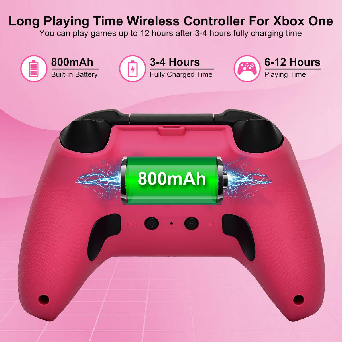 Xbox One Controller, RGB LED Light 2.4Ghz Wireless Controller Compatible with Xbox One X/S Xbox Series X/S with 3.5Mm Audio Headphone Jack & 800Mah Rechargeable Built-In Battery, Deep Pink