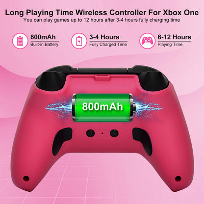 Xbox One Controller, RGB LED Light 2.4Ghz Wireless Controller Compatible with Xbox One X/S Xbox Series X/S with 3.5Mm Audio Headphone Jack & 800Mah Rechargeable Built-In Battery, Deep Pink