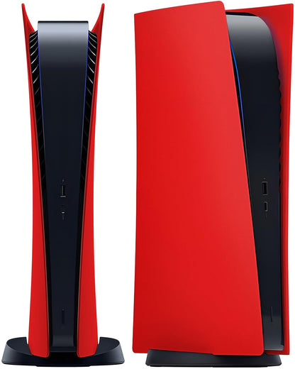 Faceplate for PS5 Digital Edition, Anti-Scratch Dustproof Plates Replacement Cover Skin Accessories Compatible with PS5 Console Digital Edition, Red, 2020 Standard Version