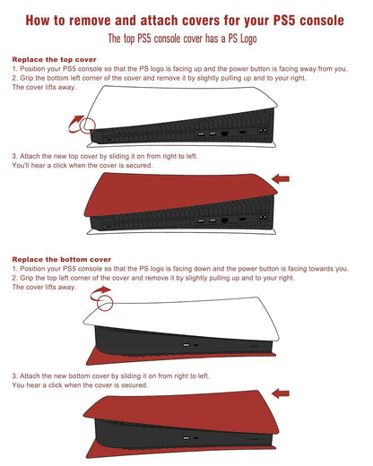 Faceplate for PS5 Digital Edition, Anti-Scratch Dustproof Plates Replacement Cover Skin Accessories Compatible with PS5 Console Digital Edition, Red, 2020 Standard Version