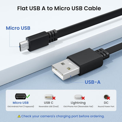 Flat USB a to Micro USB Power Extension Cable 30FT/9M 2Pack,Black
