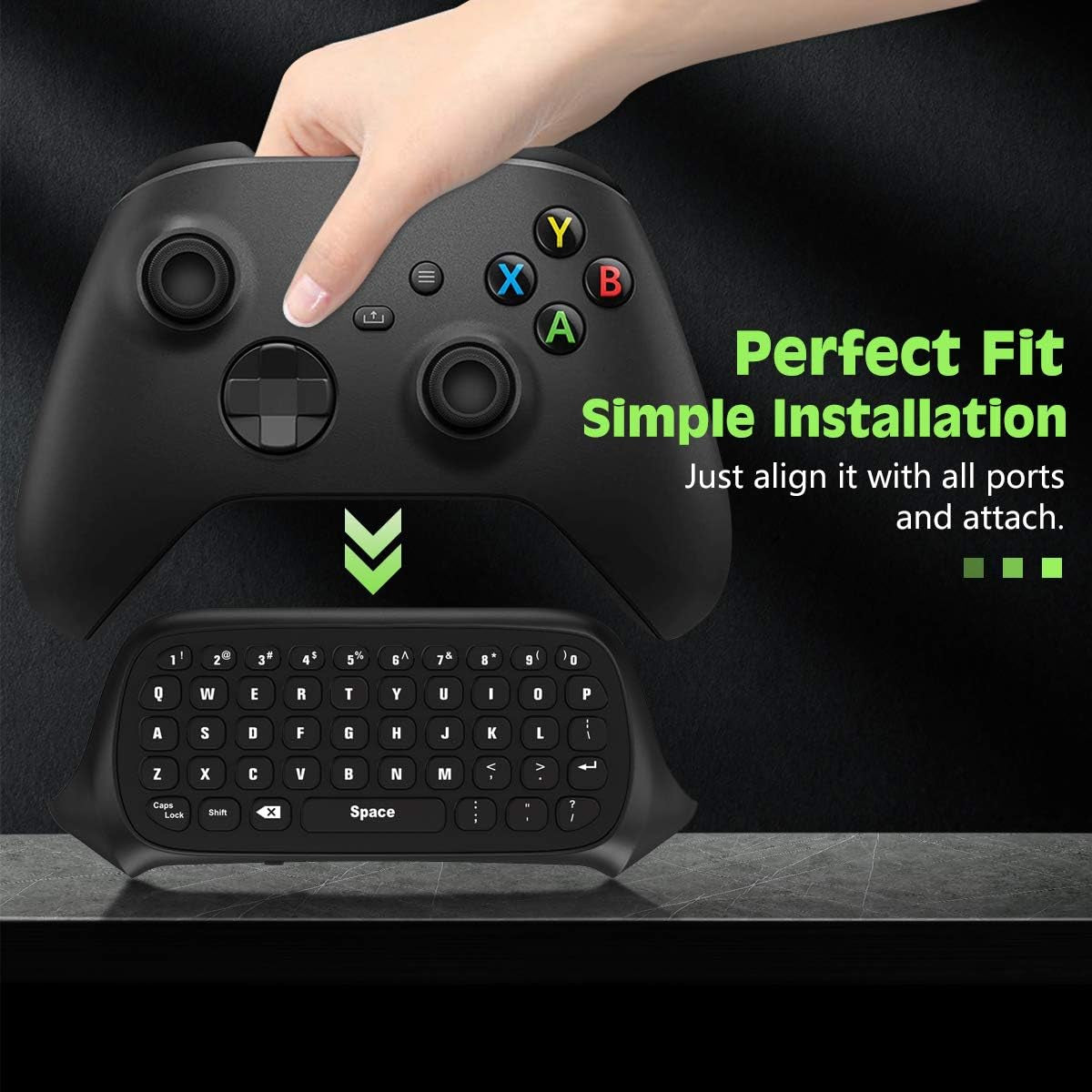 Green Backlight Keyboard for Xbox Gaming Controller, Black
