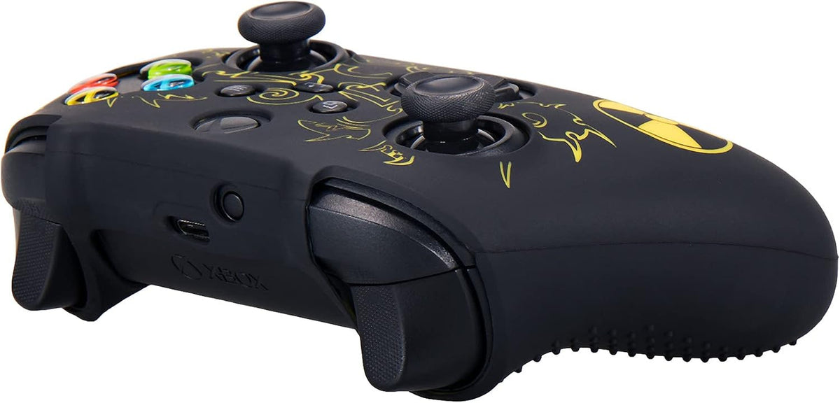 Silicone Rubber Back Dots Carving Customizing Skin Cover for Xbox Series X/S Controller X 1(Radiation Yellow) with Pro Thumb Grips X 10