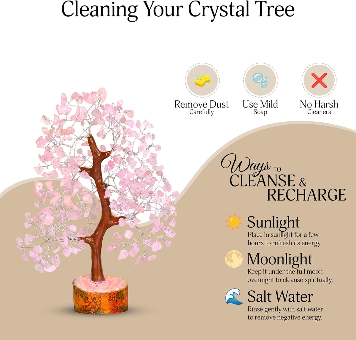 Rose Quartz Crystal Tree | Pink Chakra Tree | Healing Crystals | Meditation Room Decor | Spiritual Decor | Birthday Gift for Women | Spiritual Healing Gifts | 10 Inch
