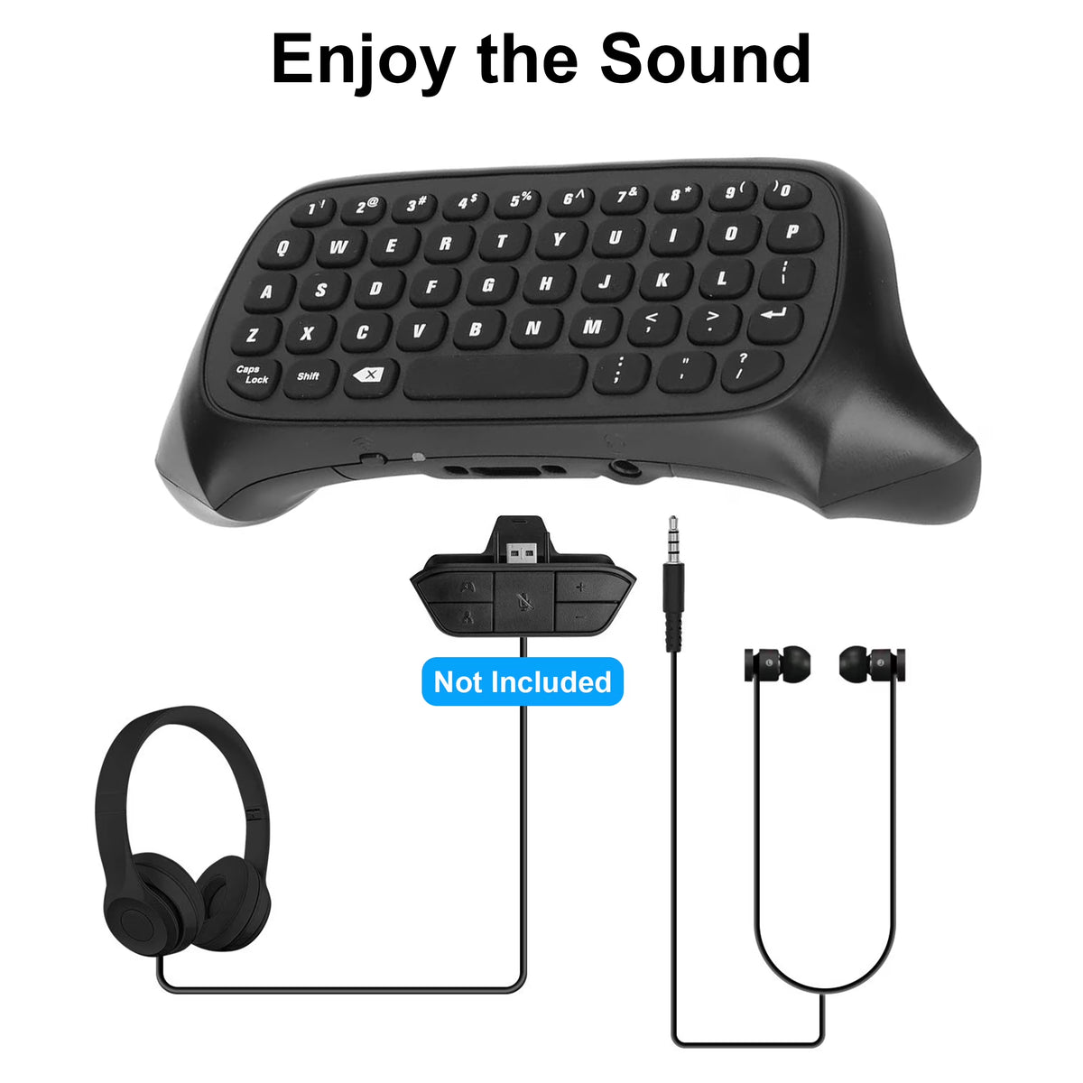 Wireless Game Controller Keyboards Fit for Xbox Series S/X, Xbox One/S,  2.4G Mini QWERTY Keyboard Gaming Message Chatpad with USB Receiver, 3.5Mm Audio Jack