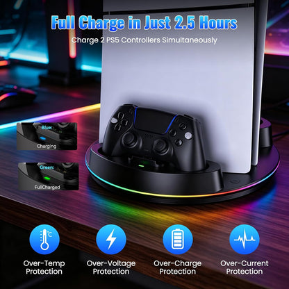 for Ps5/Slim/Pro Console Stand with Controller Charger