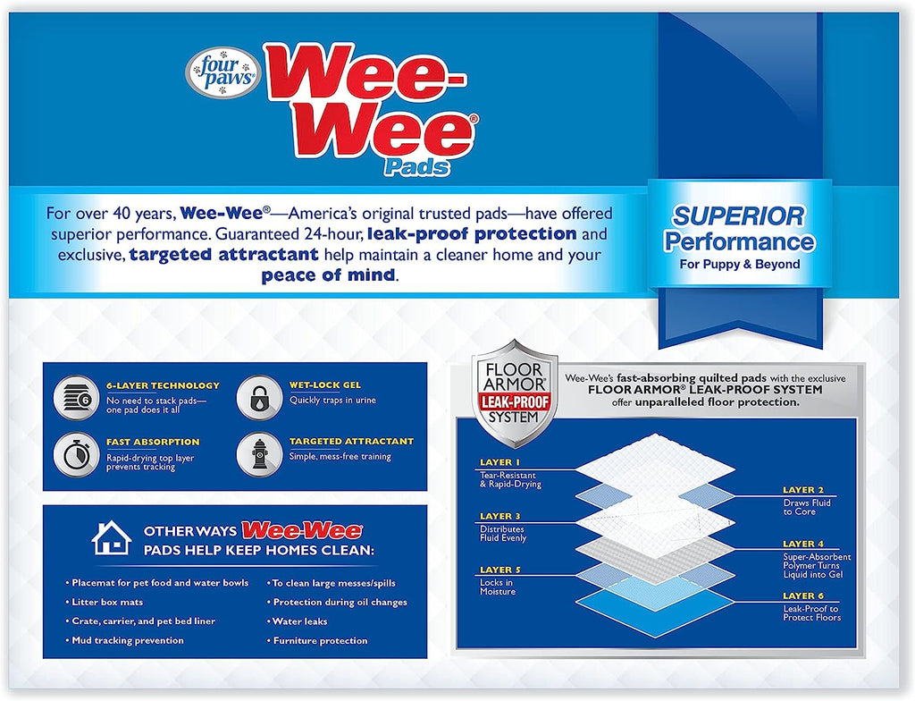 Wee-Wee Superior Performance Dog Pee Pads, 200 Count