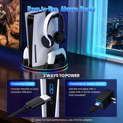 for Ps5/Slim/Pro Console Stand with Controller Charger
