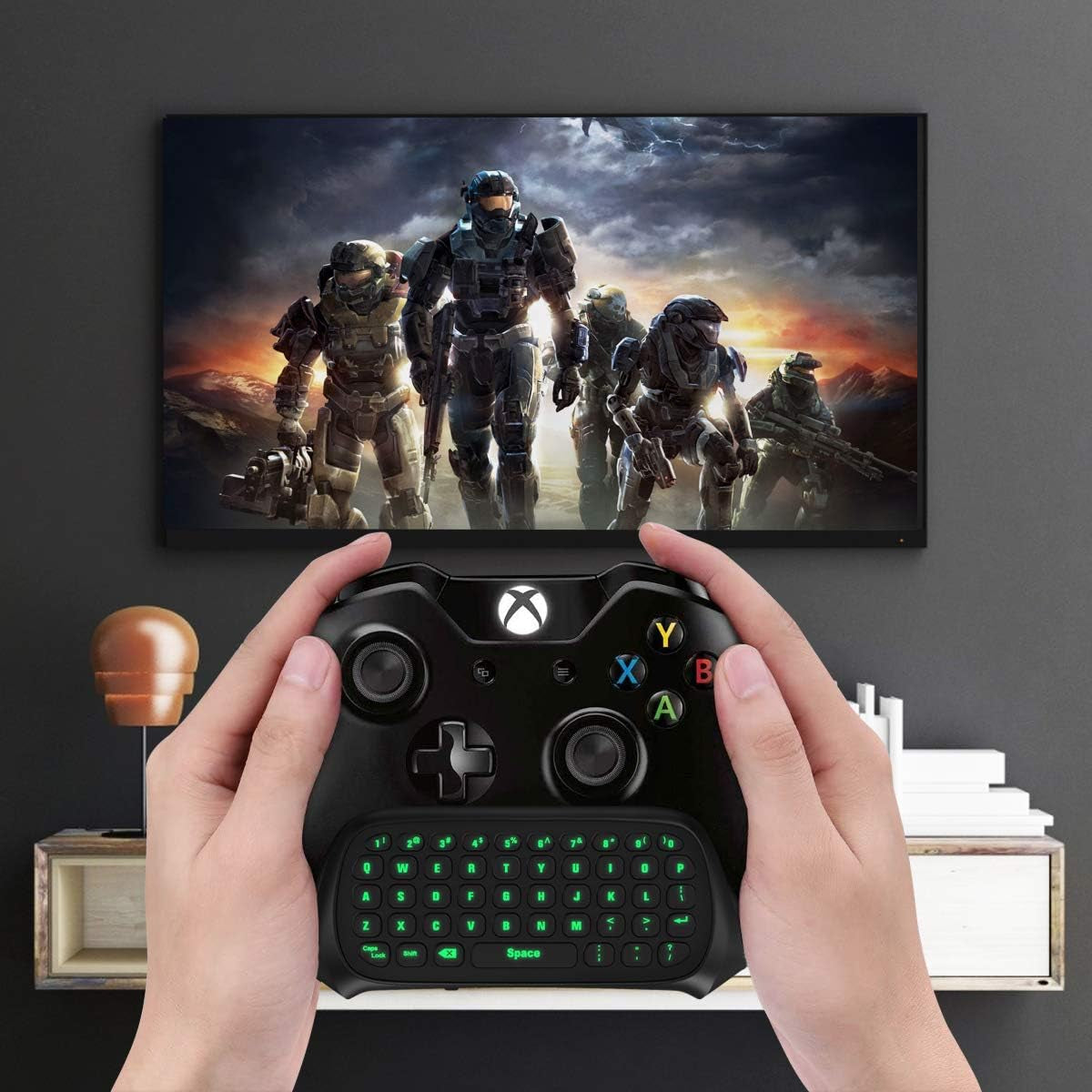 Green Backlight Keyboard for Xbox Gaming Controller, Black