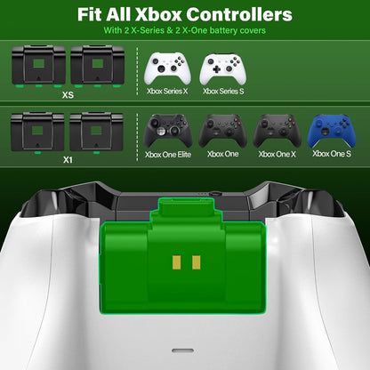Rechargeable Controller Battery Pack for Xbox,2X4800Mwh(2000Mah) Batteries Pack with USB-C Charging Cable for Xbox Series S|X/X-Box One S/X/ Elite Remote Play and Charge Kit with 4 Cover(2 Pack)