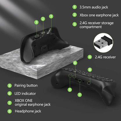 Green Backlight Keyboard for Xbox Gaming Controller, Black