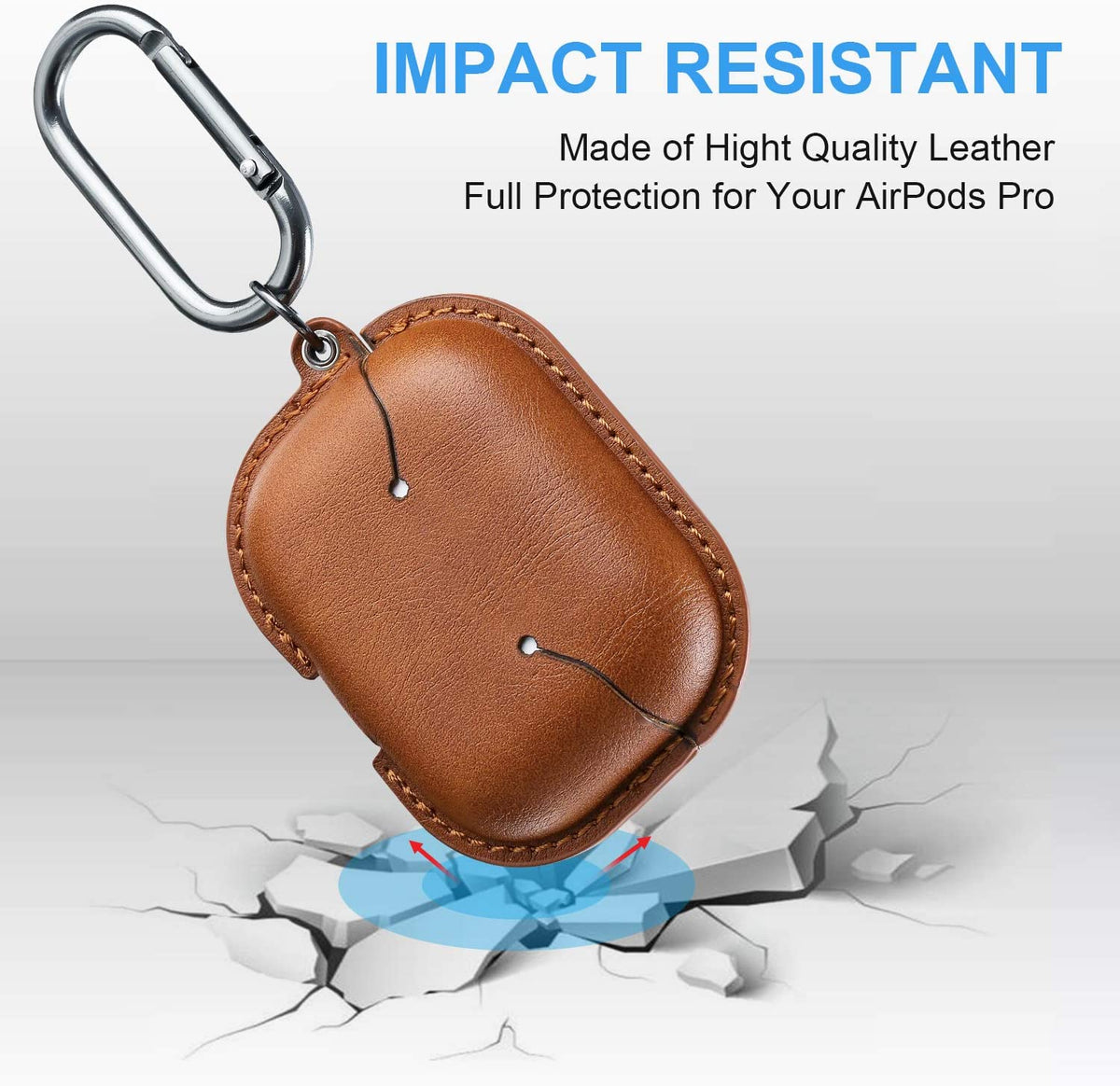 for Airpods Pro 1St/2Nd Case Leather with Keychain, Brown