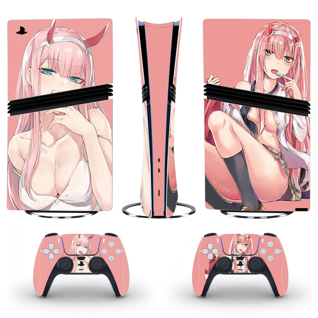 Anime Cute Girl PS5 Pro Digital Skin Sticker Decal Cover for Console and 2 Controllers PS5 Pro Digital Sticker Vinyl
