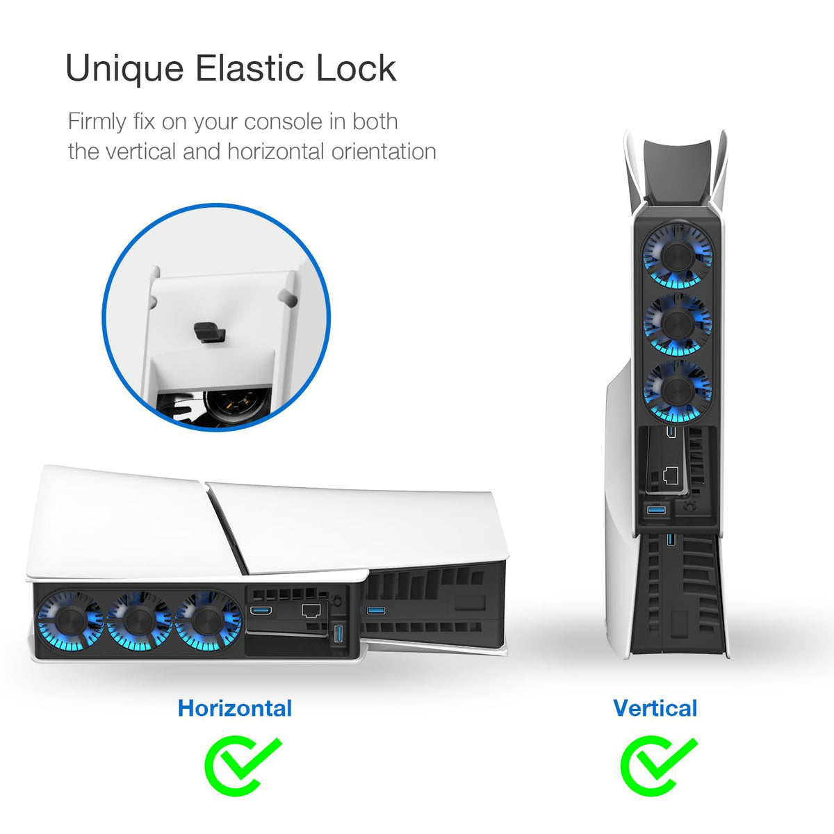Cooling Fan for PS5 Slim, Upgraded Quiet Cooler Fan with LED Light