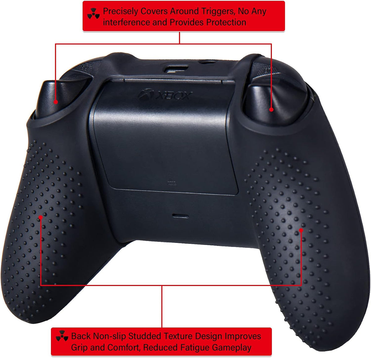 Silicone Rubber Back Dots Carving Customizing Skin Cover for Xbox Series X/S Controller X 1(Radiation Yellow) with Pro Thumb Grips X 10