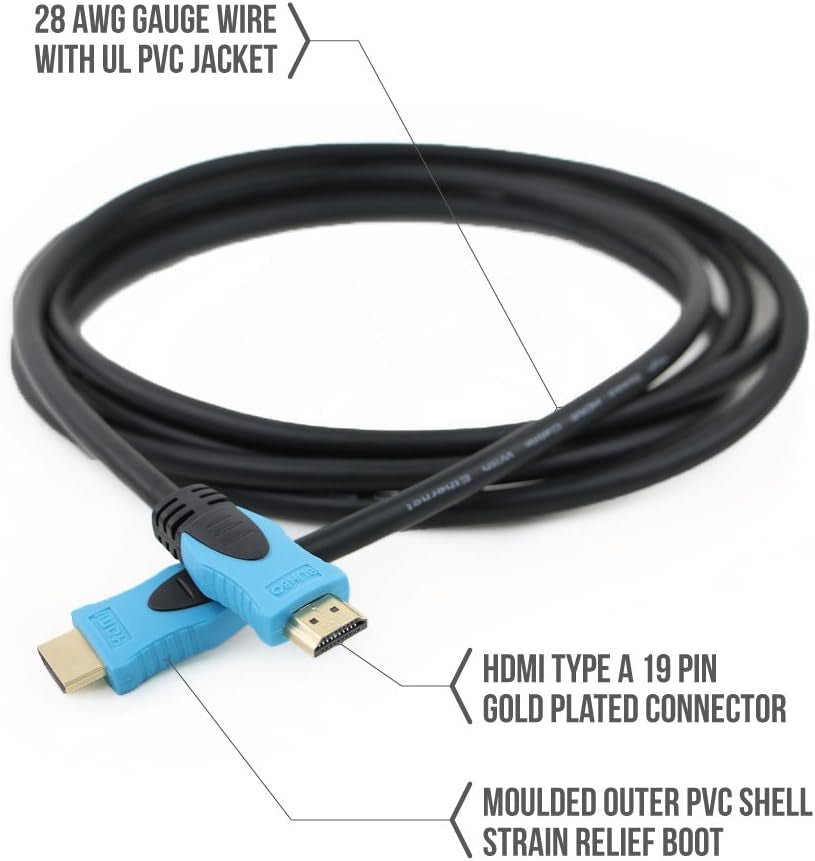 High Speed HDMI 2.0 Cable (10 Feet) for 4K Ultra HD, Black