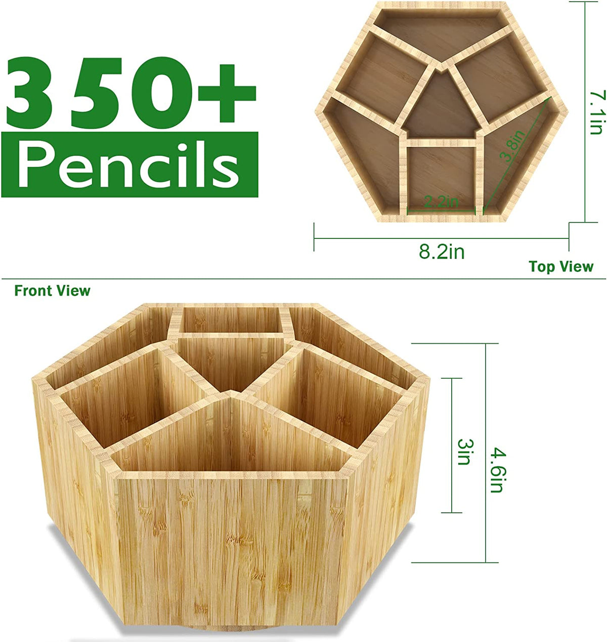 Bamboo Art Supply Organizer,Rotating Pencil Holder Back to School Supplies
