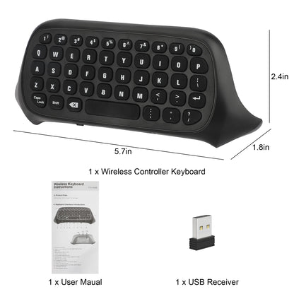 Wireless Game Controller Keyboards Fit for Xbox Series S/X, Xbox One/S,  2.4G Mini QWERTY Keyboard Gaming Message Chatpad with USB Receiver, 3.5Mm Audio Jack