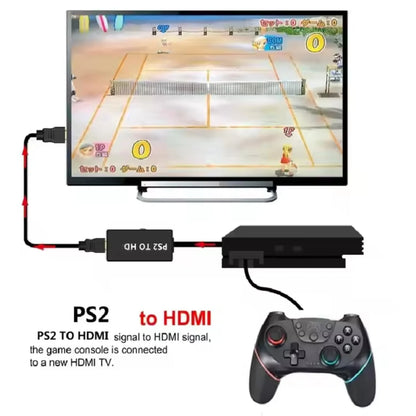PS2 to HDMI Converter Cable Adapter, 1080P/720P Supported Audio Video Output with USB Power Cable