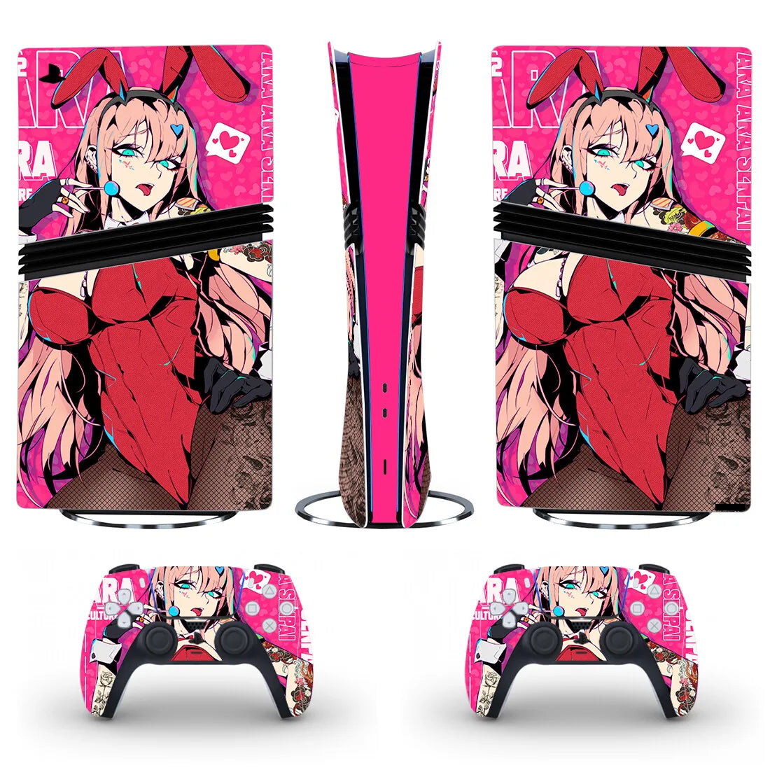 Anime Cute Girl PS5 Pro Digital Skin Sticker Decal Cover for Console and 2 Controllers PS5 Pro Digital Sticker Vinyl
