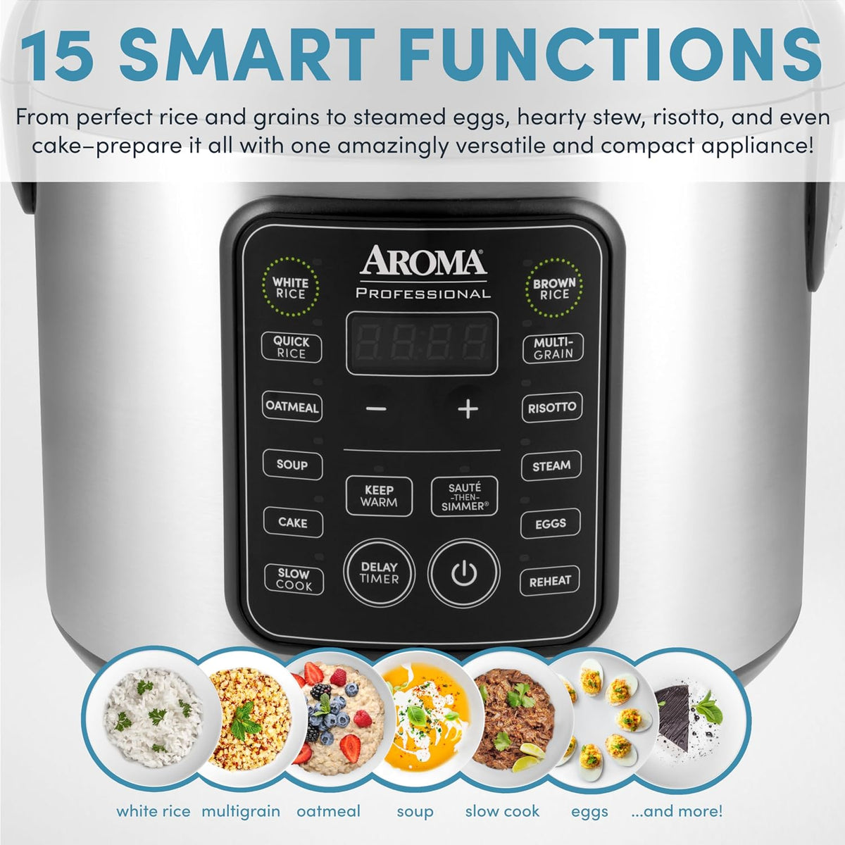 Professional Digital Rice Cooker, 10-Cup (Uncooked) / 20-Cup (Cooked), Multicooker, Slow Cooker, Steamer, Oatmeal Cooker, Egg Cooker, STS, 5 Qt, Black, ARC-5200SB
