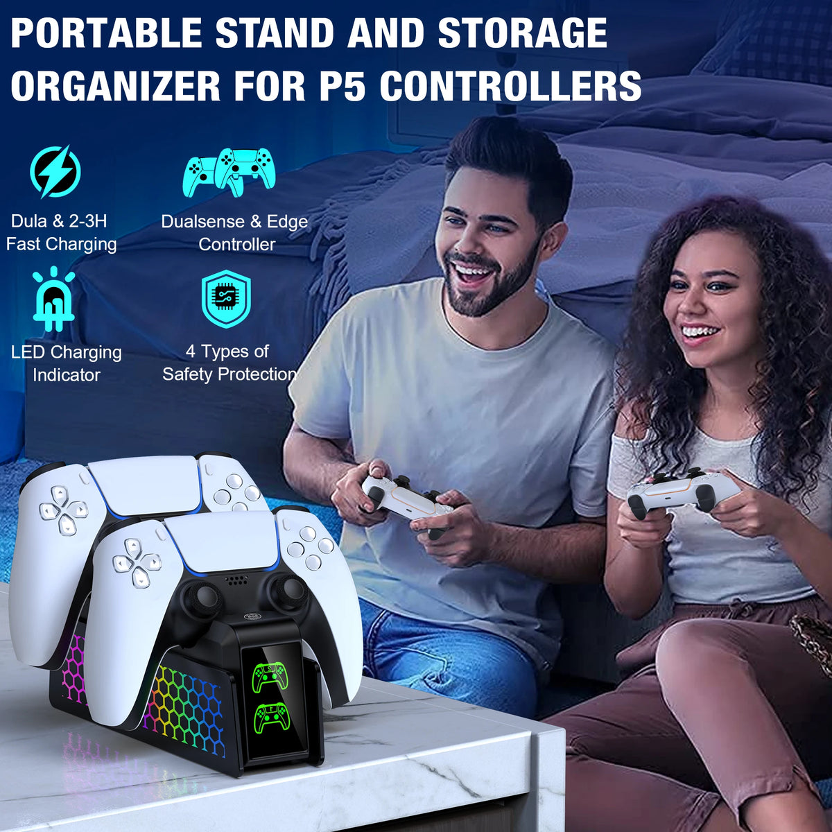 Bee'S Nest for PS5/PS5 Slim/Ps5 PRO  FC401 Dual Fast Controller Charger for PS5 Dualsense/Dualsense Edge Gamepad