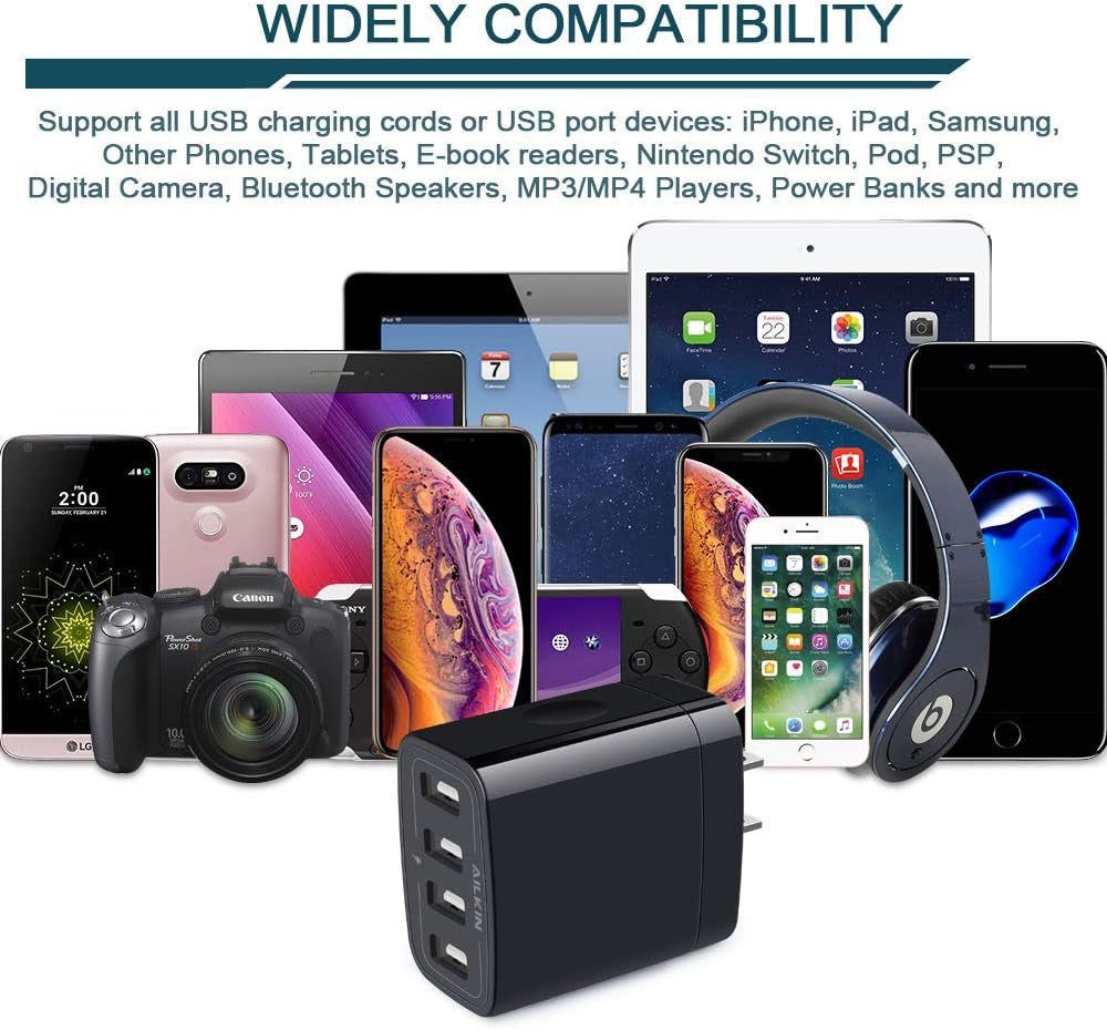 Wall Charger, USB Charger Adapter,  4.8A 4Multi Port Fast Charging