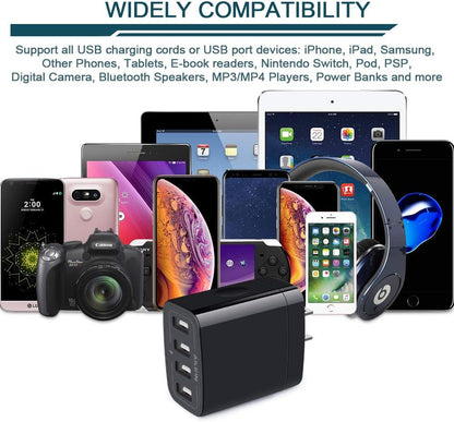 Wall Charger, USB Charger Adapter,  4.8A 4Multi Port Fast Charging