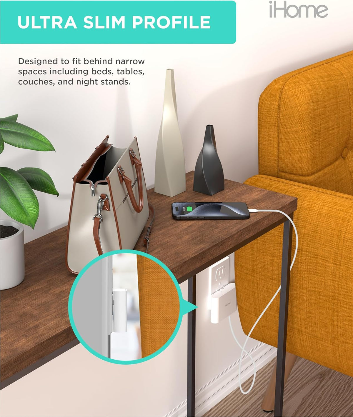 Slim 4-Port USB Wall Charger, Flat Multiport Travel Plug Adapter