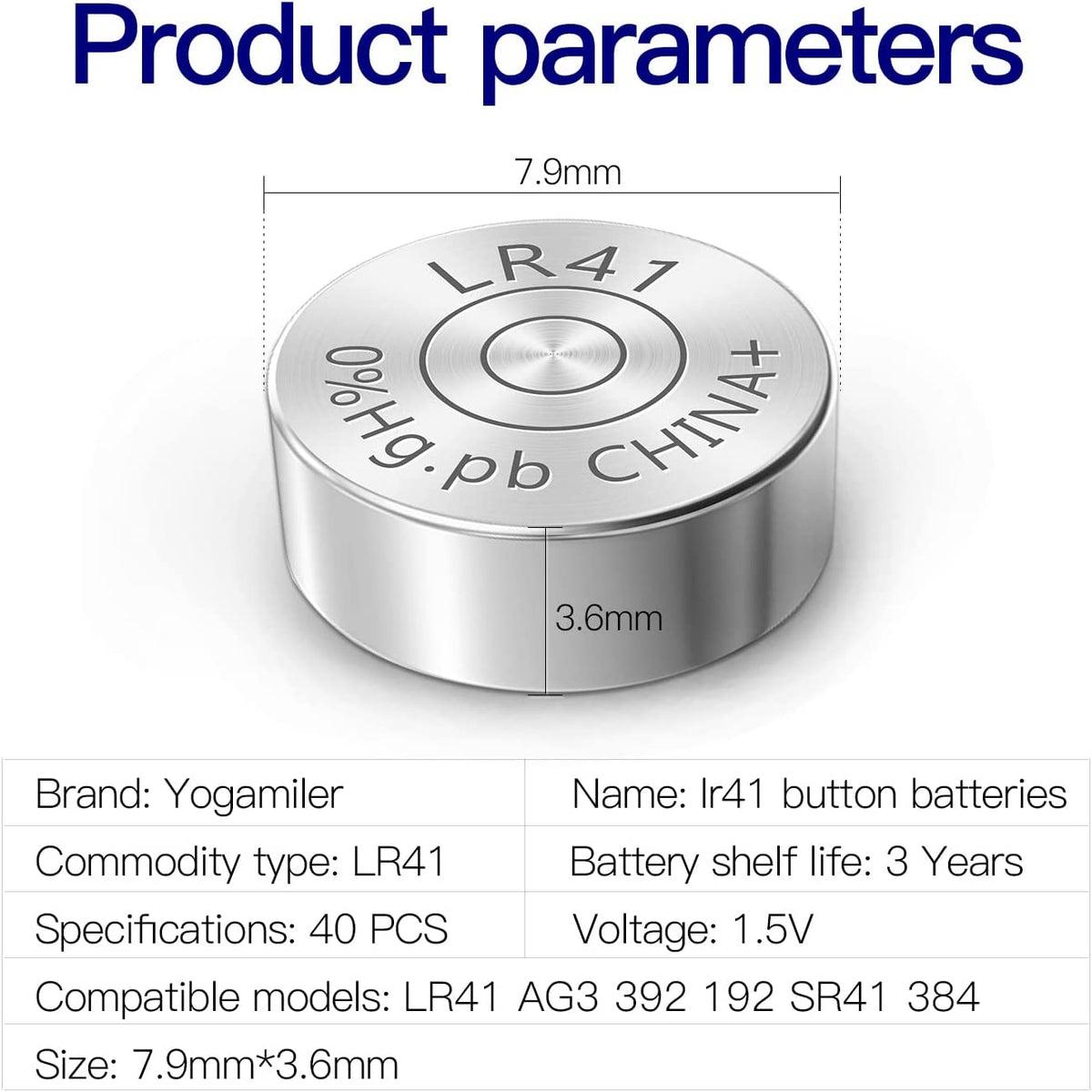 40-Pack LR41 AG3 392 192 SR41 384 736 L736F Battery 1.5V Button Cell Batteries