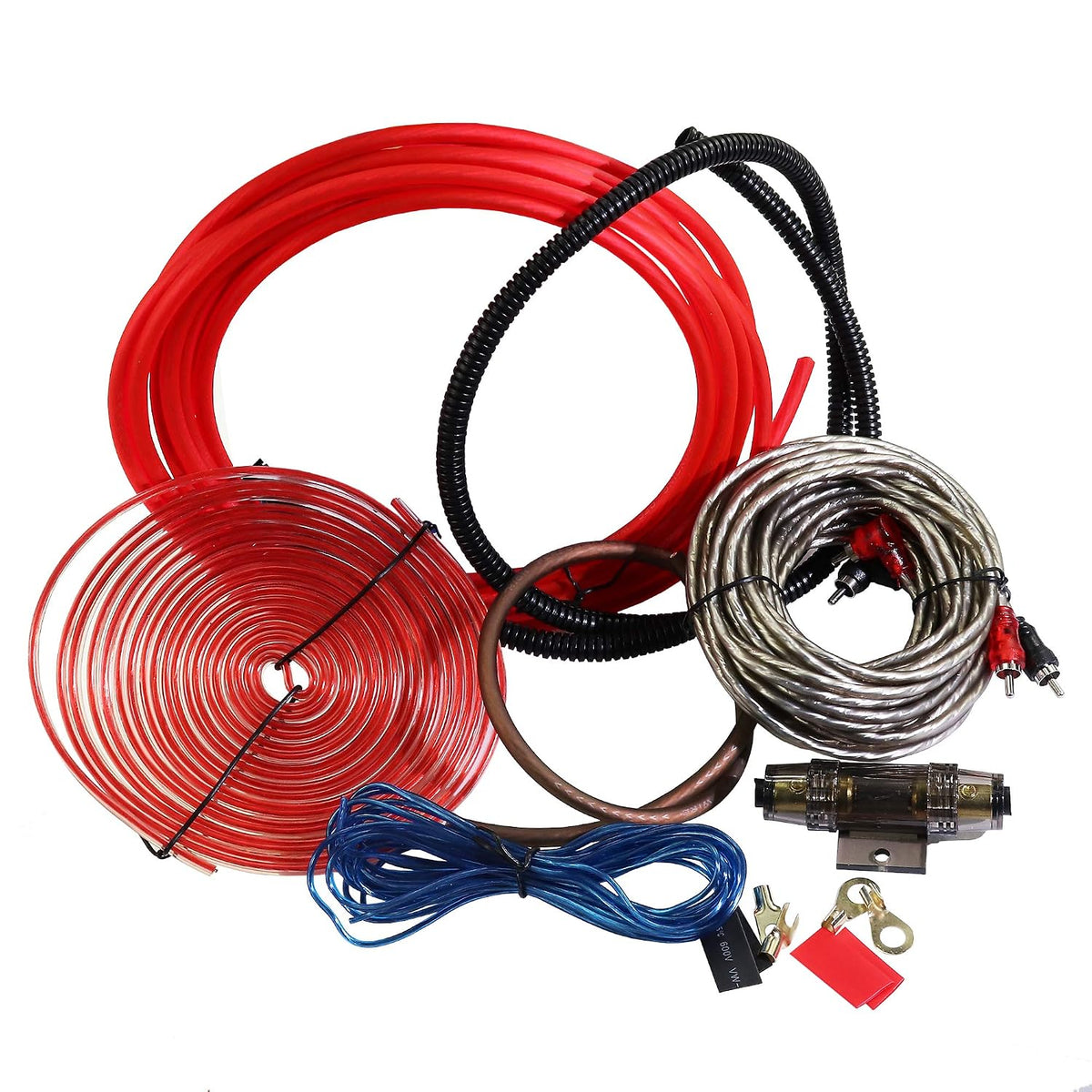 8 Gauge 1000 Watt Amp Wiring Kit with Speaker Wire,Rca Cable for Car Audio