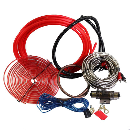 8 Gauge 1000 Watt Amp Wiring Kit with Speaker Wire,Rca Cable for Car Audio