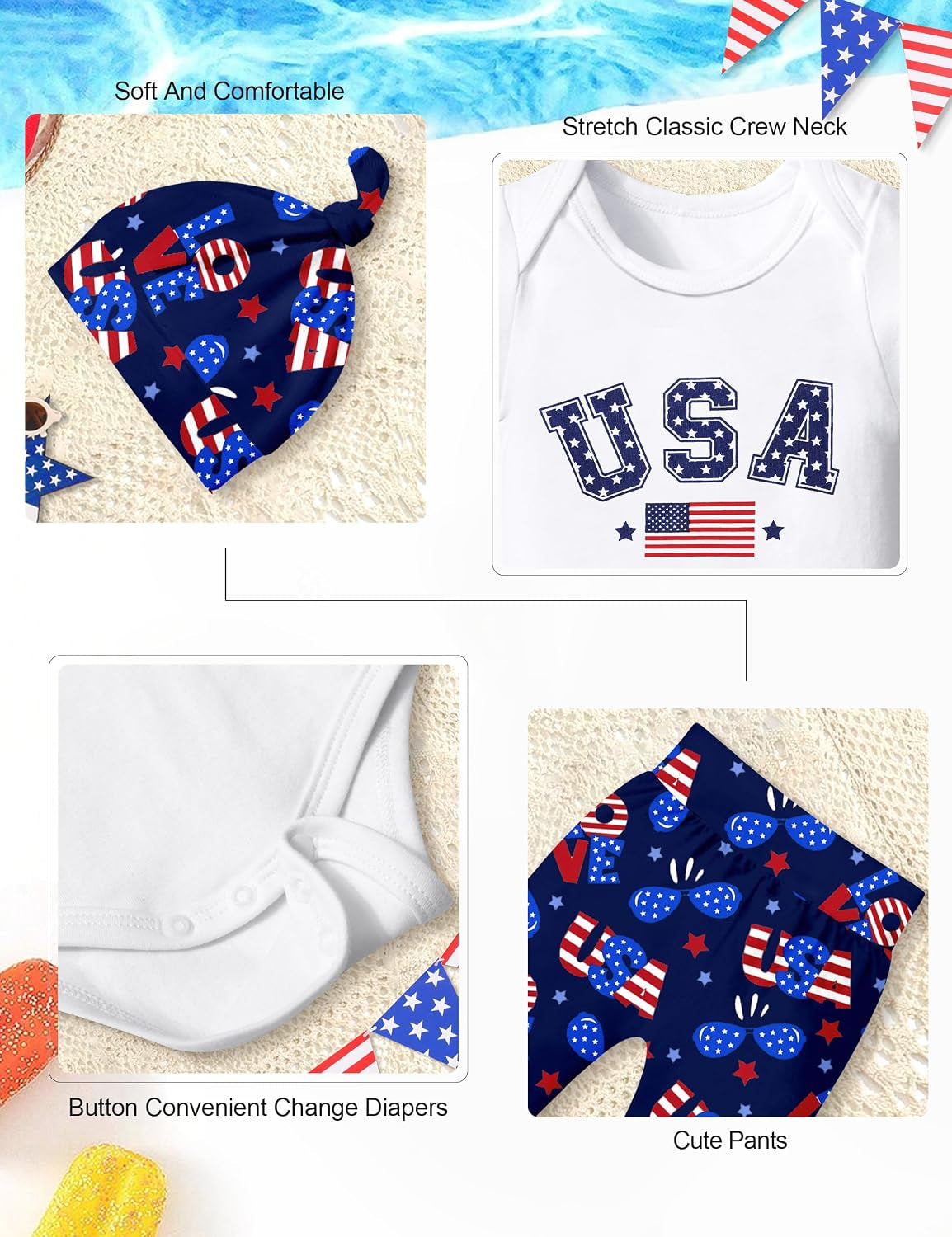 Newborn Baby Boy Clothes New to the Crew Letter Print Romper+ Pants+Hat 3PCS Outfit