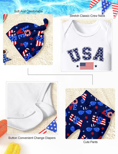 Newborn Baby Boy Clothes New to the Crew Letter Print Romper+ Pants+Hat 3PCS Outfit