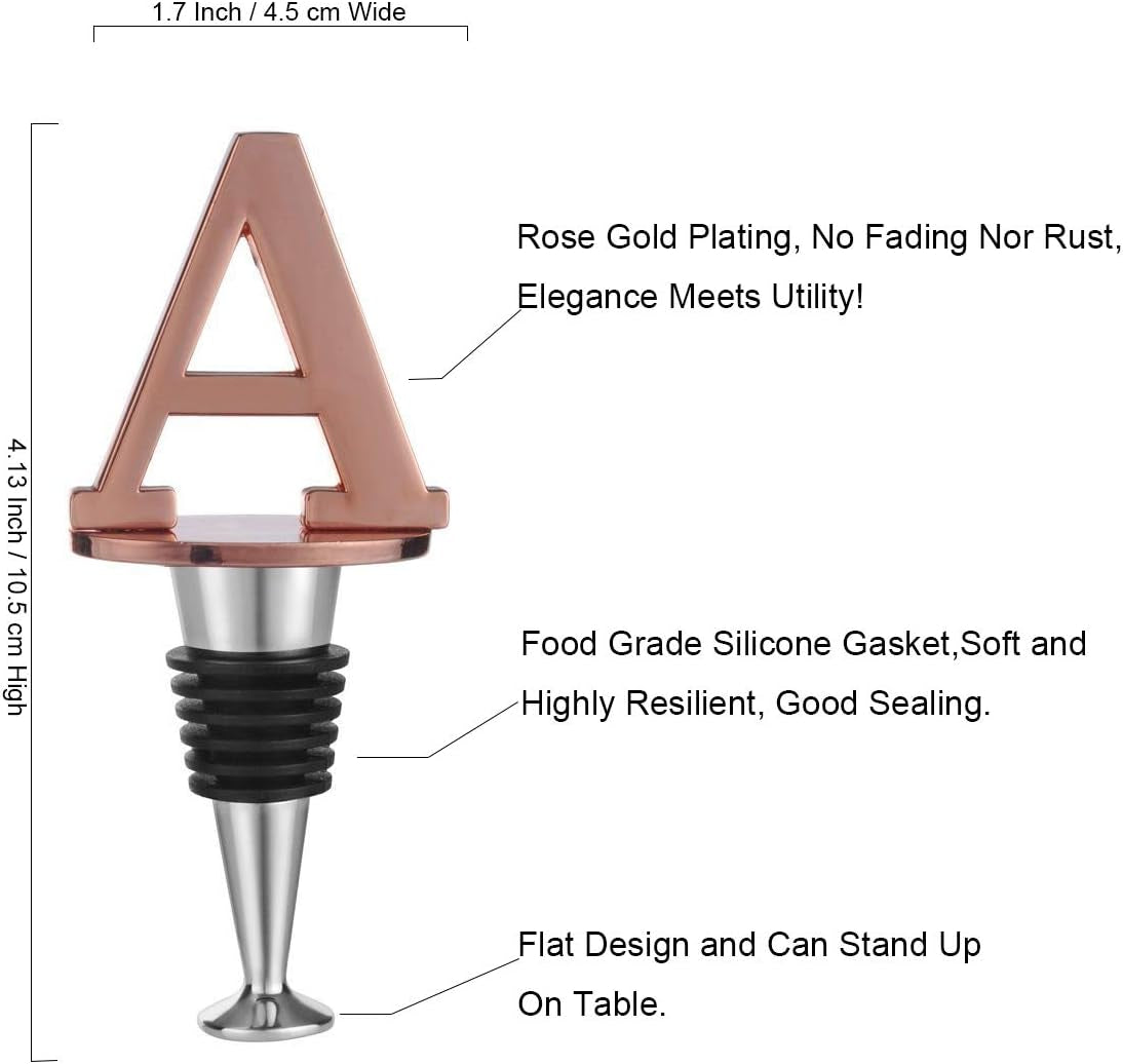 Wine Bottle Stopper, Prosecco Stopper, Rose Gold Wine Stopper