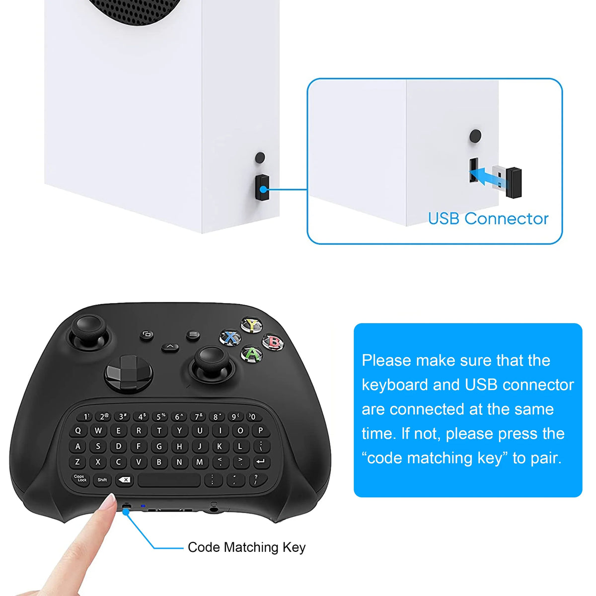 Wireless Game Controller Keyboards Fit for Xbox Series S/X, Xbox One/S,  2.4G Mini QWERTY Keyboard Gaming Message Chatpad with USB Receiver, 3.5Mm Audio Jack