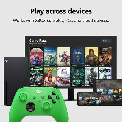 Xbox Wireless Gaming Controller | Velocity Green | Consoles, Pcs, Tvs, Mobile, and More | Textured Grip | Wireless, Bluetooth, USB-C Connectivity