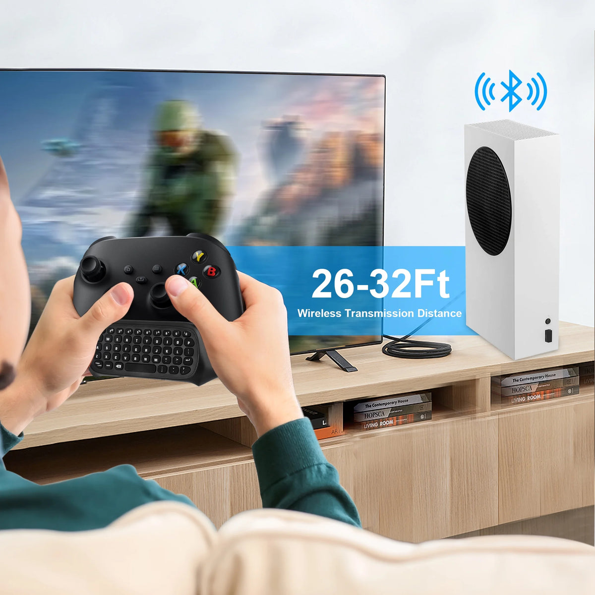 Wireless Game Controller Keyboards Fit for Xbox Series S/X, Xbox One/S,  2.4G Mini QWERTY Keyboard Gaming Message Chatpad with USB Receiver, 3.5Mm Audio Jack