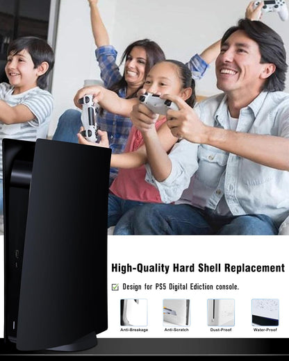 Faceplate for PS5 Digital Edition, Anti-Scratch Dustproof Plates Replacement Cover Skin Accessories Compatible with PS5 Console Digital Edition, Black, 2020 Launch Version